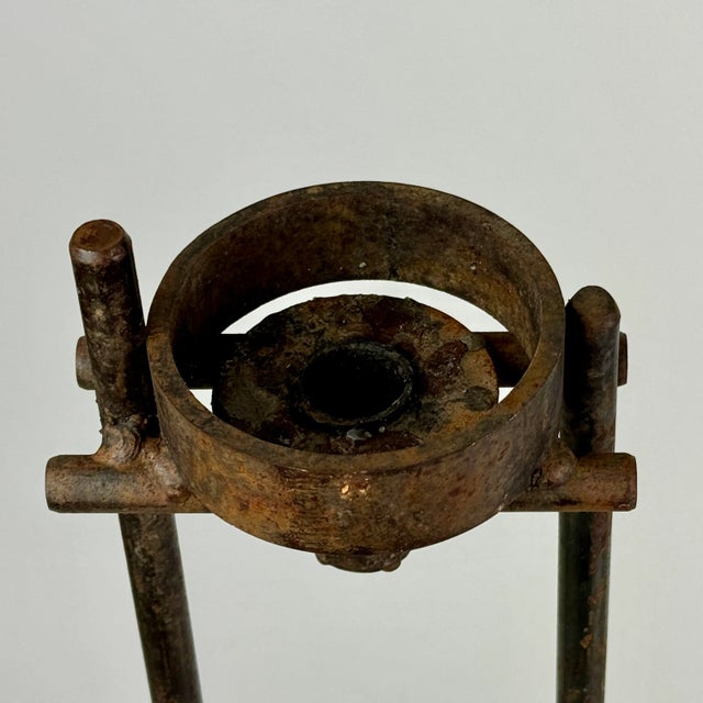 Large Antique Pair of Hand Forged Iron Designer Candlesticks in a Rust Finish For Sale In New York - Image 6 of 12