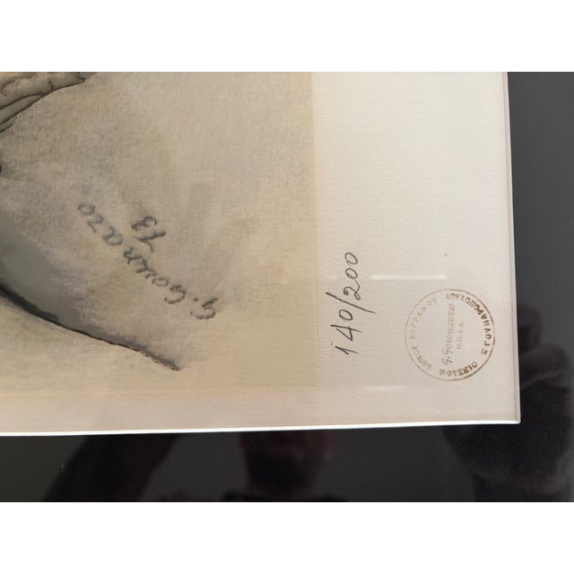 Black 1960s Giorgos Gounaropoulos Female Figure Lithograph (1890–1977) – Signed & Numbered 140/200 – Large Framed For Sale - Image 8 of 10