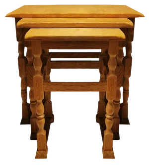 Nesting Tables in Oak with Carvings attributed to Henry Kjærnulf for Nyrup Furniture Factory, Denmark, 1960s, Set of 3