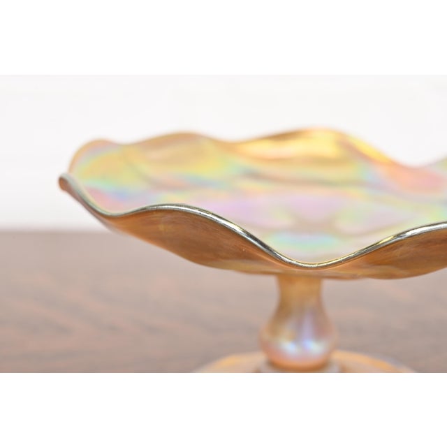 Tiffany Studios Louis Comfort Tiffany Favrile Iridescent Art Glass Compote Dish or Tazza For Sale - Image 4 of 9
