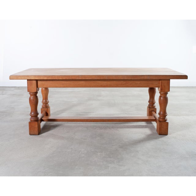 Midcentury Country French Oak Farmhouse Dining Table 7 Ft For Sale - Image 15 of 15