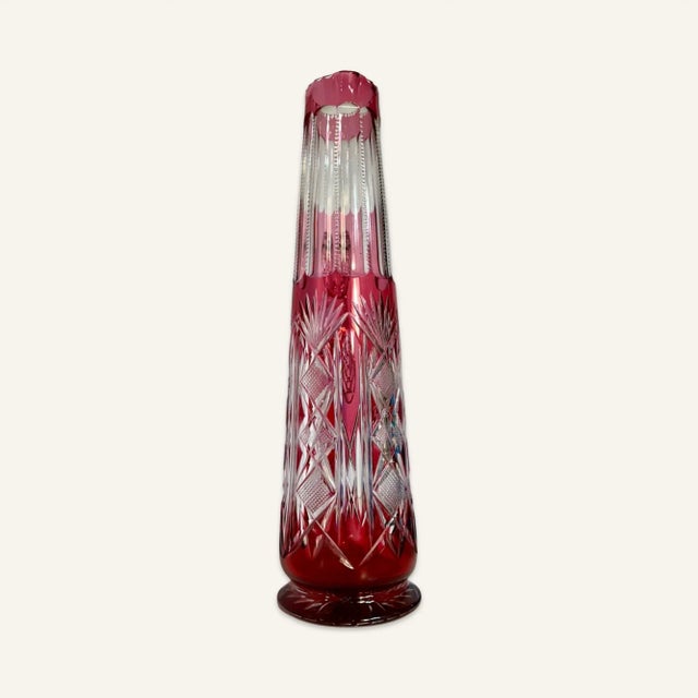American American Brilliant Cut Ruby Cut-To-Clear Pitcher, Circa 1900 For Sale - Image 3 of 9