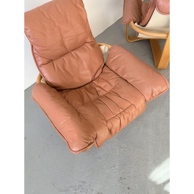 Textile Mid-Century Leather Armchairs from Westnofa, Norway, 1970s, Set of 2 For Sale - Image 7 of 10