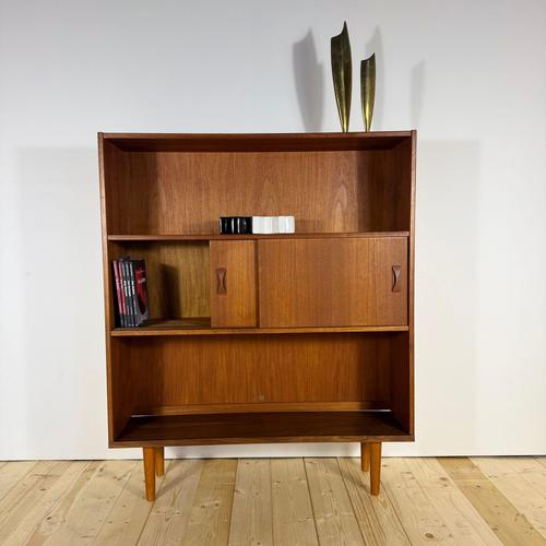 Danish Teak Bookcase with Sliding Doors, 1960s For Sale - Image 6 of 7
