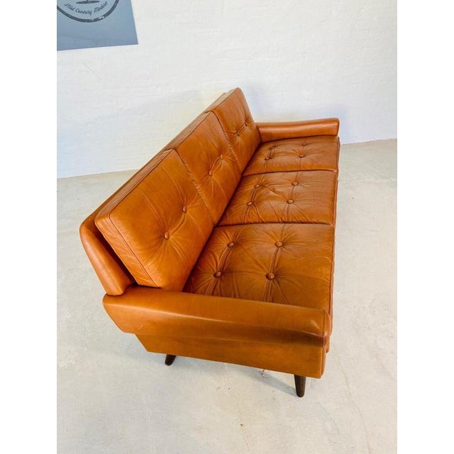 Textile Vintage Danish Sofa Set in Cognac Leather by Svend Skipper, Set of 2 For Sale - Image 7 of 15