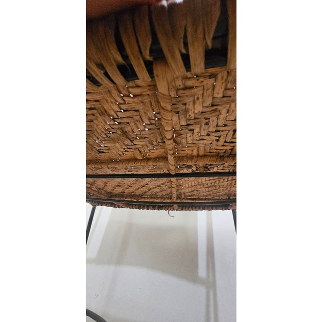 Wood Solid Wrought Iron and Raffia/Rattan Uniquely Treated Armchairs - Set of 3 For Sale - Image 7 of 13
