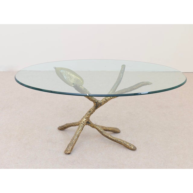 Brass Leaf Table by Jacques Duval Brasseuer, 1970s, in Very Good conditions. Designed 1980 to 1989 This piece is...