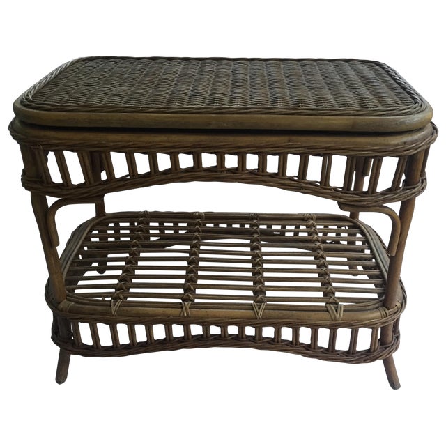 Vintage Wicker Swivel Top Coffee Table Chairish