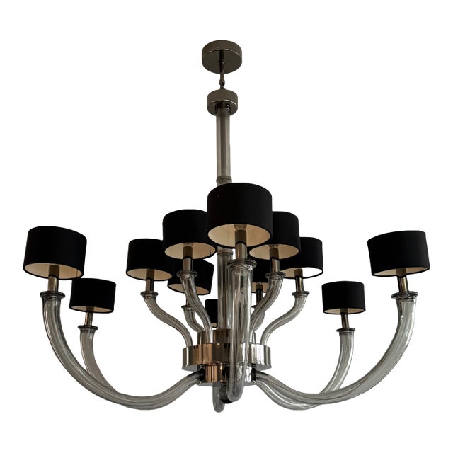 Donghia Fontana 12 Arm Italian Glass Chandelier For Sale