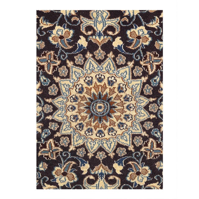 Traditional Pasargad DC Navy Blue Hand Knotted Persian Nain Rug For Sale - Image 3 of 3