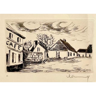 Maurice Vlaminck, Hand Signed in Pencil Etching Cafe de Paris Visage de Maisons Maurice Vlaminck, c.1927 For Sale