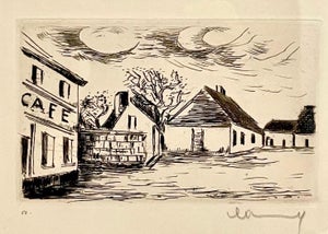 Maurice Vlaminck, Hand Signed in Pencil Etching Cafe de Paris Visage de Maisons Maurice Vlaminck, c.1927