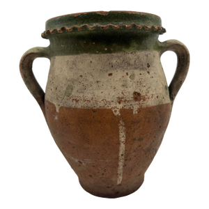 A Fine Antique 19th Century French Terra Cotta Green Glazed Olive Jar