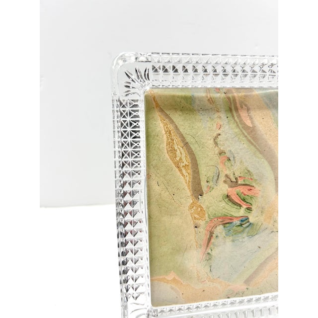 Heavy Cut Crystal Picture Frame – Diamond Point Crystal Frame, Art Deco Revival Tabletop Decor For Sale - Image 4 of 8