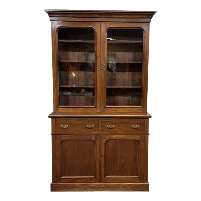 Antique Victorian Two-Section Mahogany Bookcase, 1800s For Sale