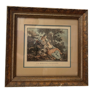 Janinet, Jean-Francois (1752 - 1814). After Francois Boucher. “Bergère Couronnée“ (Musée Du Louvre) Lavis-Method Engraving, Late 18th-Early 19th C.