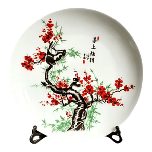 Chinese Ceramic Plate,Famille Rose Porcelain Plate Hand Painted Flowers and Birds Pattern