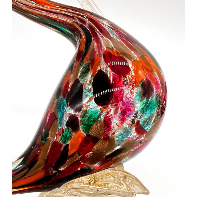 20th C. Italian Murano Multicolor Blown Glass Swan Figurines – A Pair – Venetian / Romantic For Sale - Image 11 of 12