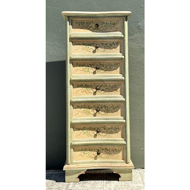 Vintage Italian Hand Painted Ligerie Chest For Sale In West Palm - Image 6 of 12