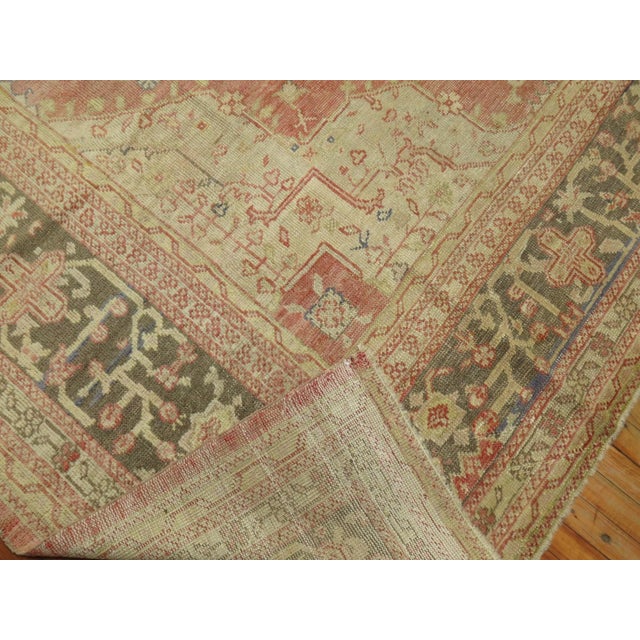 Soft Rose Pink Antique Oushak Rug - 11'5" x 15'7" For Sale - Image 4 of 14
