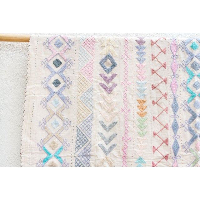 Kaleidoscope Hand-Stitched Cotton Tribal Kantha Throw For Sale - Image 4 of 8