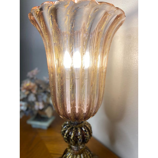 Metal 1970s Pink Gold Flecked Barovier Murano For Sale - Image 7 of 9