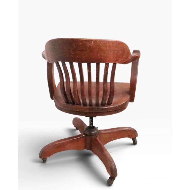 Early 20th Century Early 20th Century Bank of England Jury Style Swivel Tilt Desk Chair For Sale - Image 5 of 10