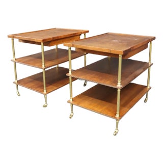 Regency Style Brass & Mahogany End Tables For Sale