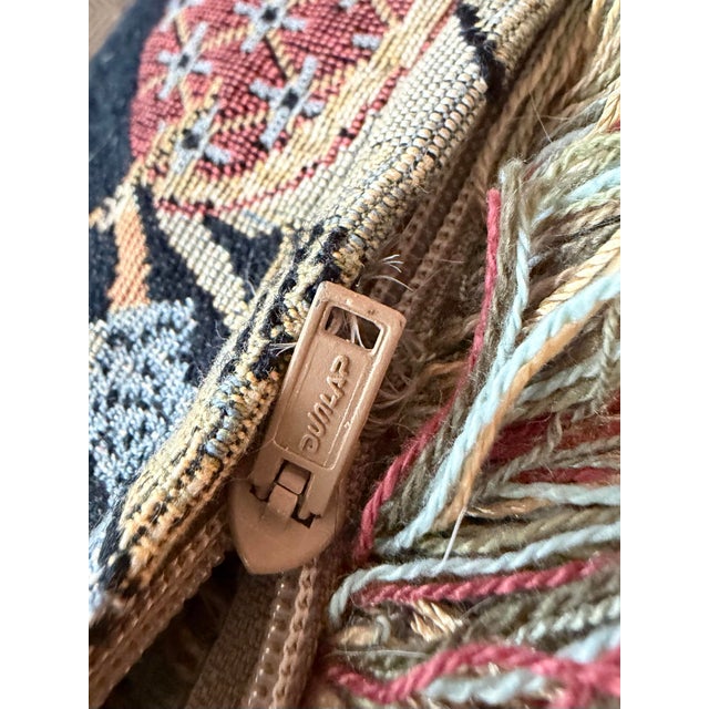 Vintage Chinoiserie Tapestry Throw Pillows With Elephants and Monkeys - A Pair For Sale - Image 13 of 13