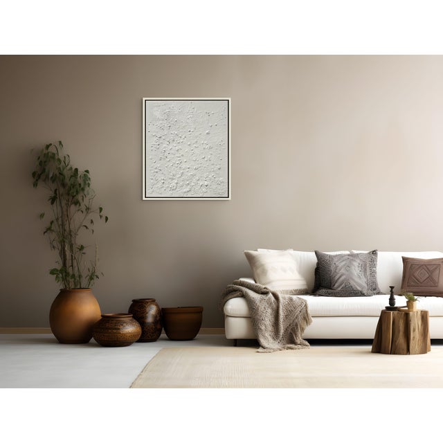 Cream 'California Beach' #4 - Natural Color Palette Yellow Butter Abstract Relief Seascape / Seaside / Marine Oil Painting by Diane Grant For Sale - Image 8 of 10