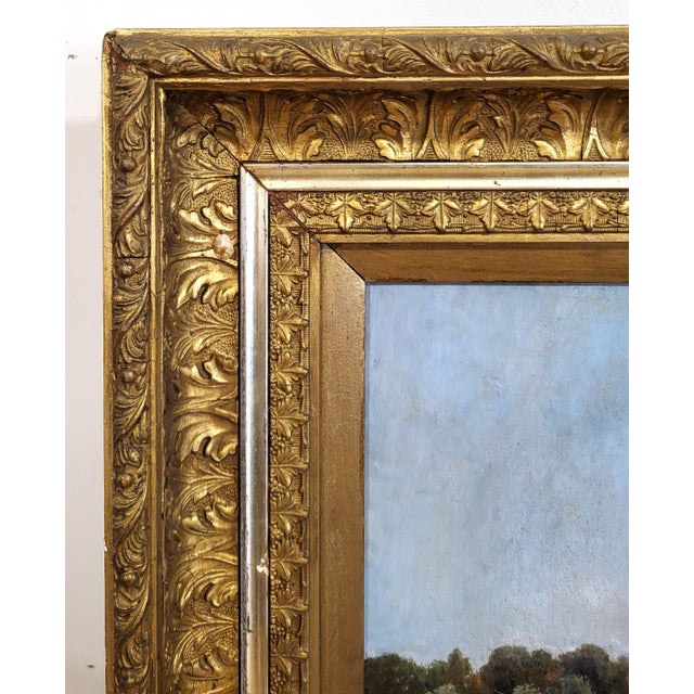 Wood 19th C Gilt Framed Seascape Coastal Sailboat Scene Oil Painting For Sale - Image 7 of 12