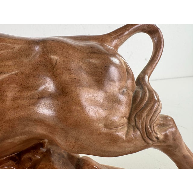 Mid-Century Vintage Ceramic Sculpture of a Bull For Sale - Image 9 of 11