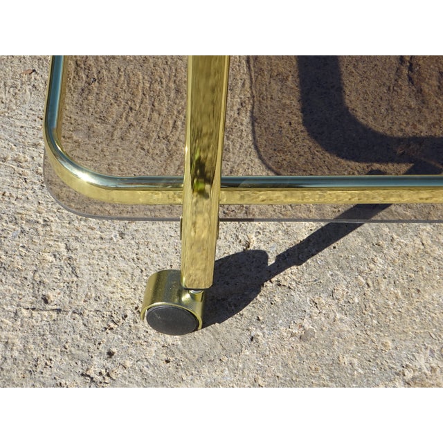 Rolling Serving Cart in Gilded Metal and Glass, 1980s For Sale - Image 14 of 18