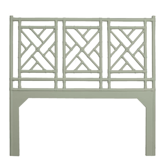 Transitional Chippendale Platform Bed Double, Celery Green For Sale - Image 3 of 5