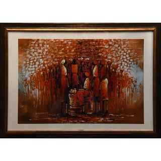1990s Gathering at Dusk Painting, Framed For Sale