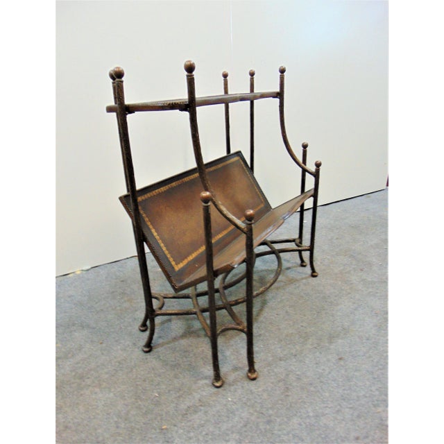 Late 20th Century Regency Faux Bois Metal & Leather Book Table For Sale - Image 4 of 7