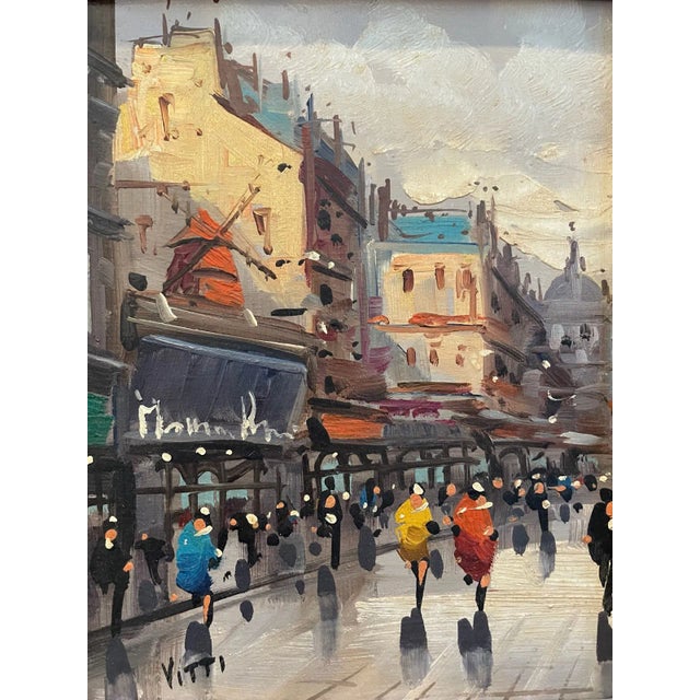 Vitti 20th Century artist, describes romantic city of Paris, France in a beautiful way on this oil on canvas creation.....