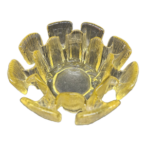 Vintage Viking Glass Finnish Crown Candle Holder Yellow Mid Century MCM