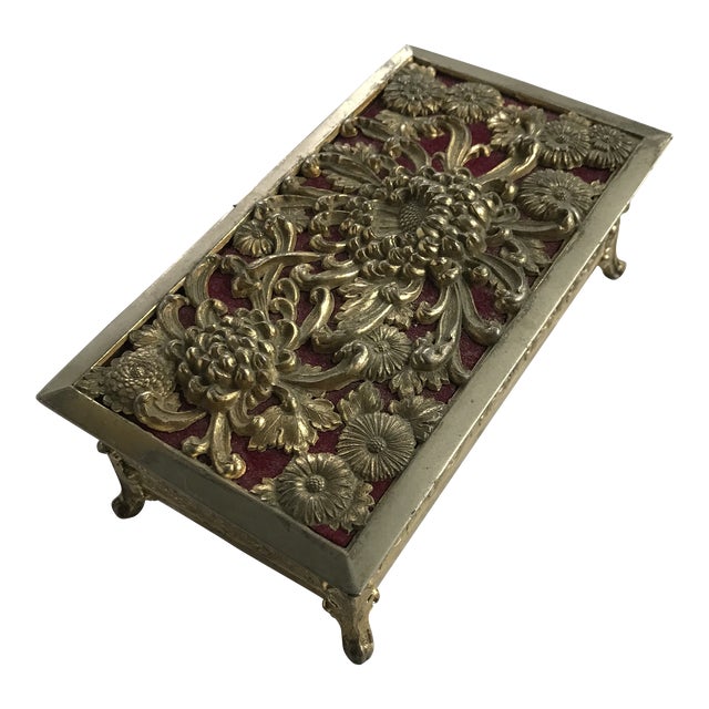 Vintage Brass Vanity Box With Flowers Chairish