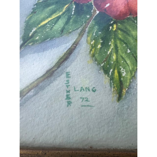 1970s Red “Florida Hibiscus” Flower Painting Signed & Framed For Sale - Image 4 of 6