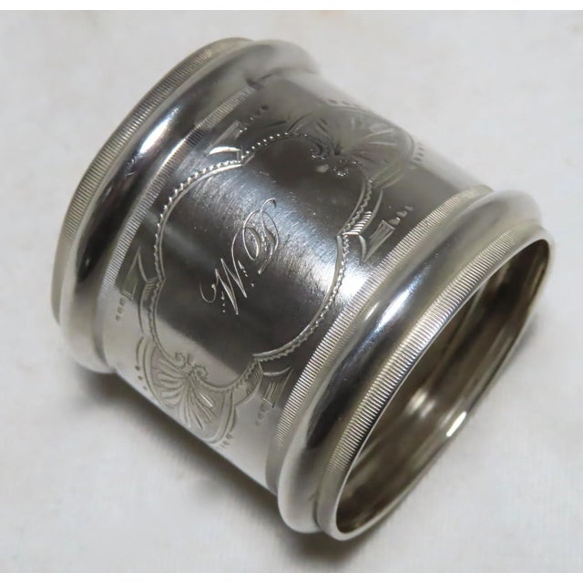 Victorian Large - Oversize Antique American Solid Coin Silver Napkin Ring by Wood & Hughes For Sale - Image 3 of 13