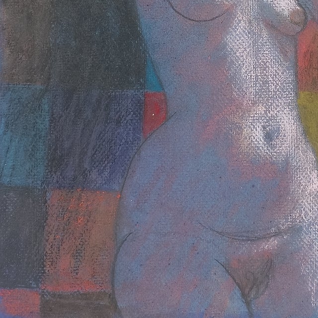 Nude on Checkered Field - Samuel Clayberger, C. 1980s For Sale - Image 4 of 6