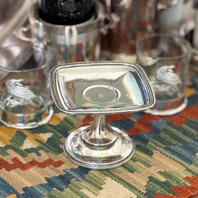 Metal 1940s Hotel Silver Plate Rare Platter Pedestal Candy Dish, “The Roosevelt Nyc” For Sale - Image 7 of 11