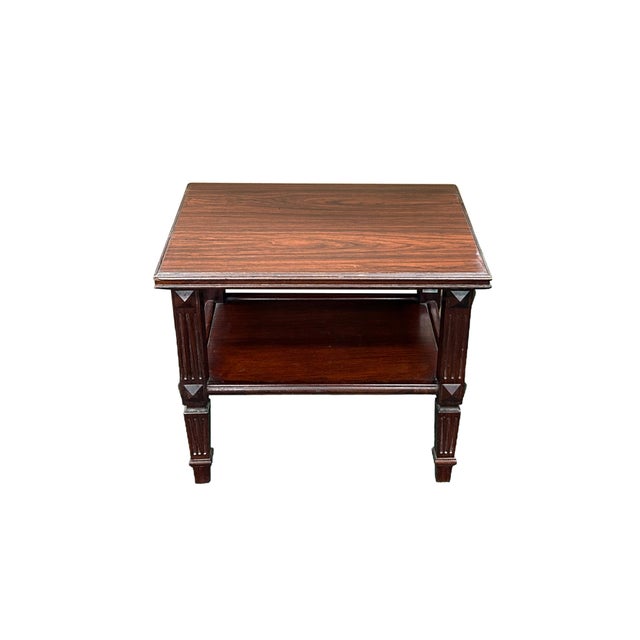 1980s Oriental Rosewood Brown Square Legs Rectangular Side Table Display Stand For Sale - Image 5 of 6