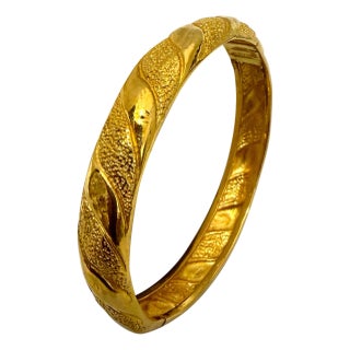 VINTAGE 24 Karat Yellow Pure Gold 27.5 Gm SMALL Bangle Bracelet, Openable For Sale