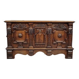 Walnut Chest with Rich Renaissance-Style Carved Decoration For Sale