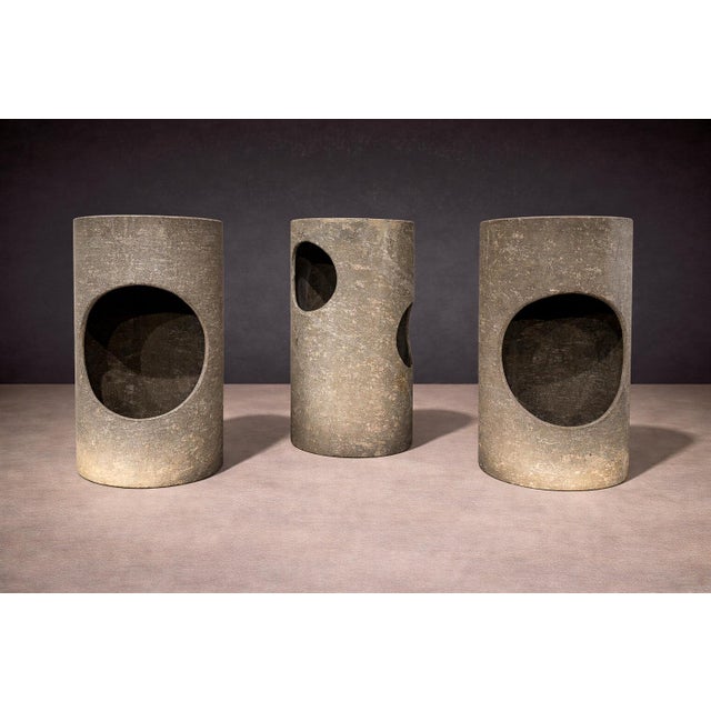 Textile Set of 3 Stools in Fiber Cement, Unknown, 1960s For Sale - Image 7 of 7