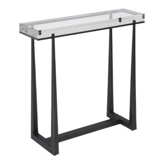 Thick Glass Top Table on Steel Frame For Sale