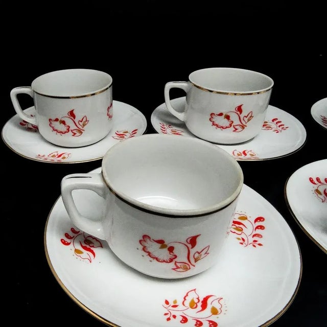 Art Deco Coffee Cups and Saucers from Ćmielów Factory, Poland, 1930s, Set of 12 For Sale - Image 4 of 7