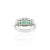 Metal Three Stone Emerald Halo Diamond 18k Gold Designer Vintage Ring Size 7 For Sale - Image 7 of 12